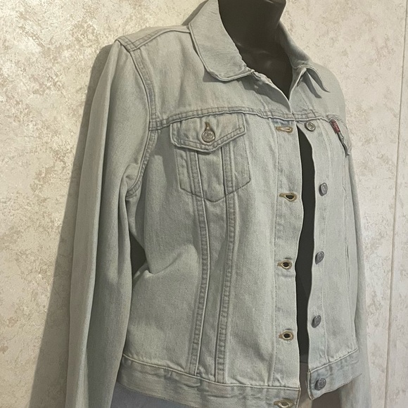 Levi's Trucker Jeans Jacket Women Denim Size Large Light Wash Metal Buttons - Picture 3 of 16